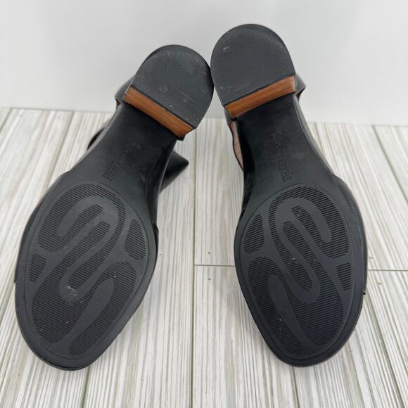 Gentle Souls Charlene sandals 8.5 peep toe cutout block heel zip black leather - Picture 7 of 8